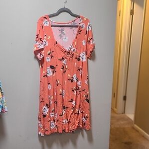 Torrid Coral Floral Midi Dress